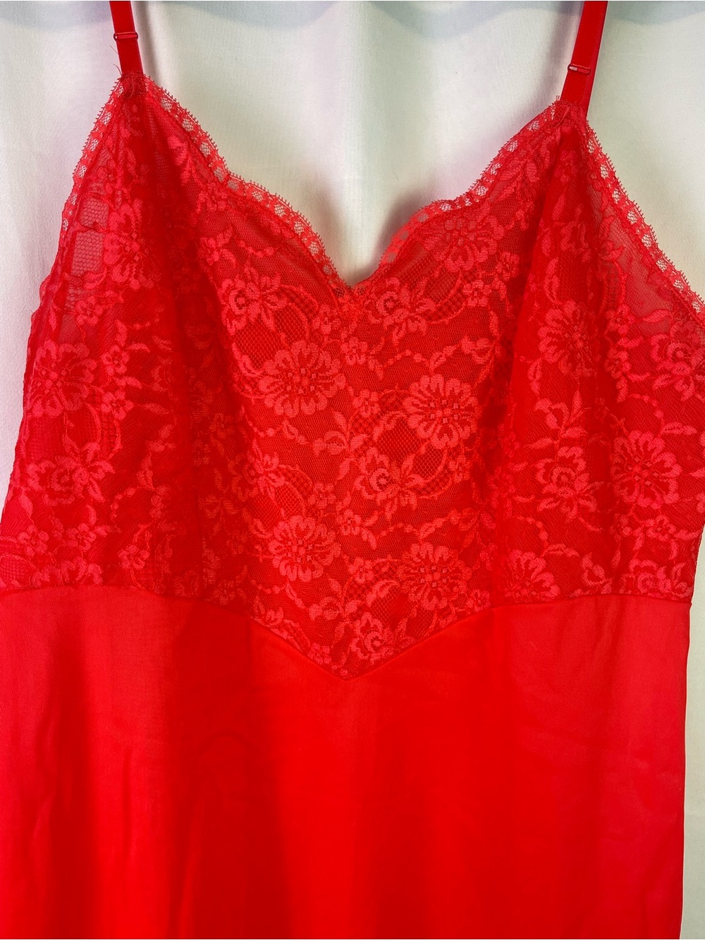 Vintage Vanity Fair Red Lace Chemise